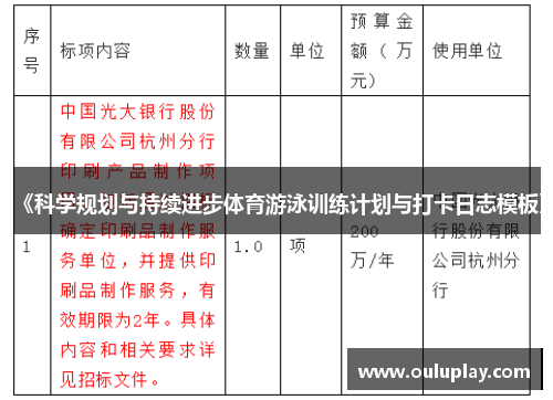 《科学规划与持续进步体育游泳训练计划与打卡日志模板》